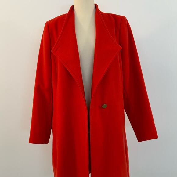 Marks and Spencer Duster Coat Chili Red Long Sleeves Button Closure | Size US14 - Picture 3 of 13